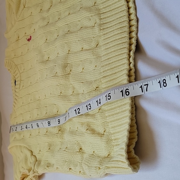 Ralph Lauren Cable Knit Short Bell Sleeve Preppy Sweater Yellow Girl's Medium - Picture 3 of 4